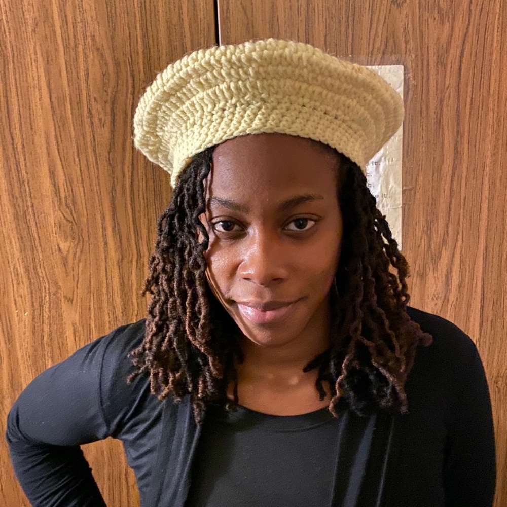 Hand knitted hat by Lydia Fludd